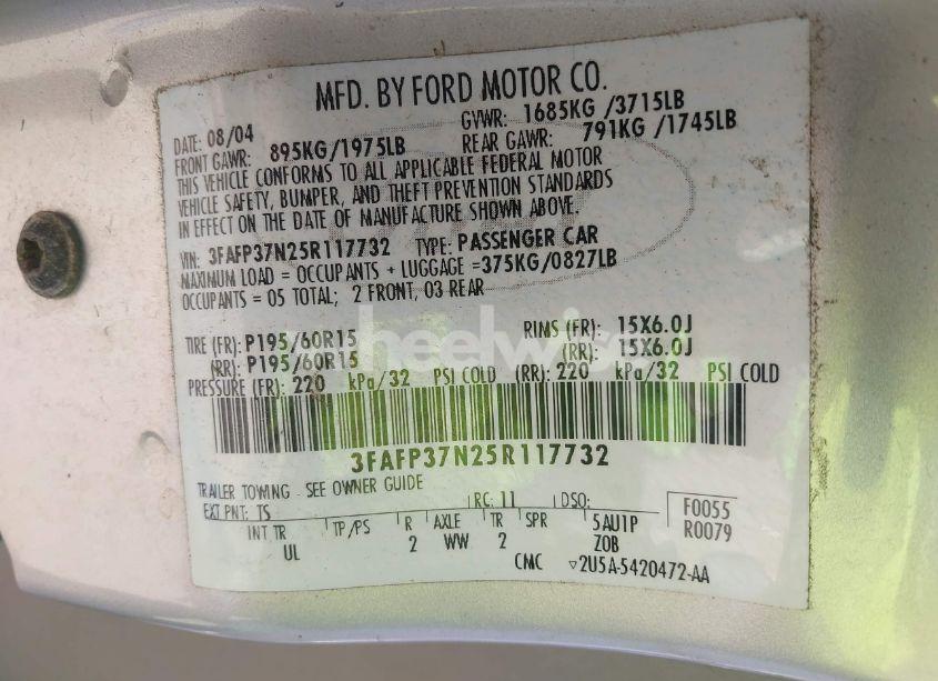 Photo 9 of 2005 Ford Focus ZX5 (VIN 3FAFP37N25R117732)