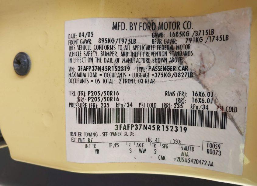 Photo 9 of 2005 Ford Focus ZX5 (VIN 3FAFP37N45R152319)