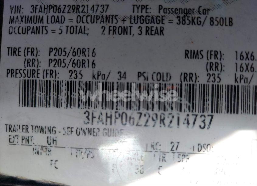 Photo 9 of 2009 Ford Fusion S (VIN 3FAHP06Z29R214737)