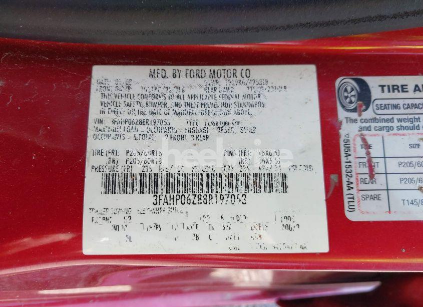 Photo 9 of 2008 Ford Fusion S (VIN 3FAHP06Z88R197053)