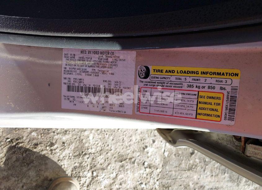 Photo 9 of 2009 Ford Fusion SE (VIN 3FAHP071X9R134580)