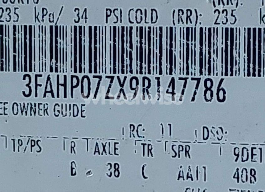 Photo 9 of 2009 Ford Fusion SE (VIN 3FAHP07ZX9R147786)