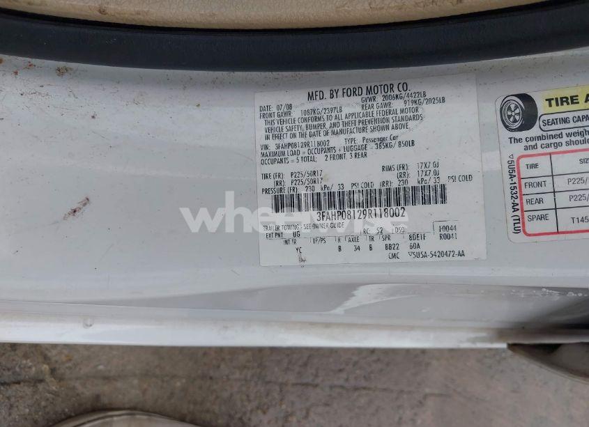 Photo 9 of 2009 Ford Fusion SEL (VIN 3FAHP08129R118002)