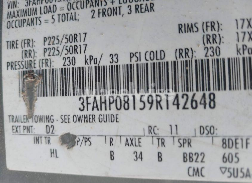 Photo 9 of 2009 Ford Fusion SEL (VIN 3FAHP08159R142648)