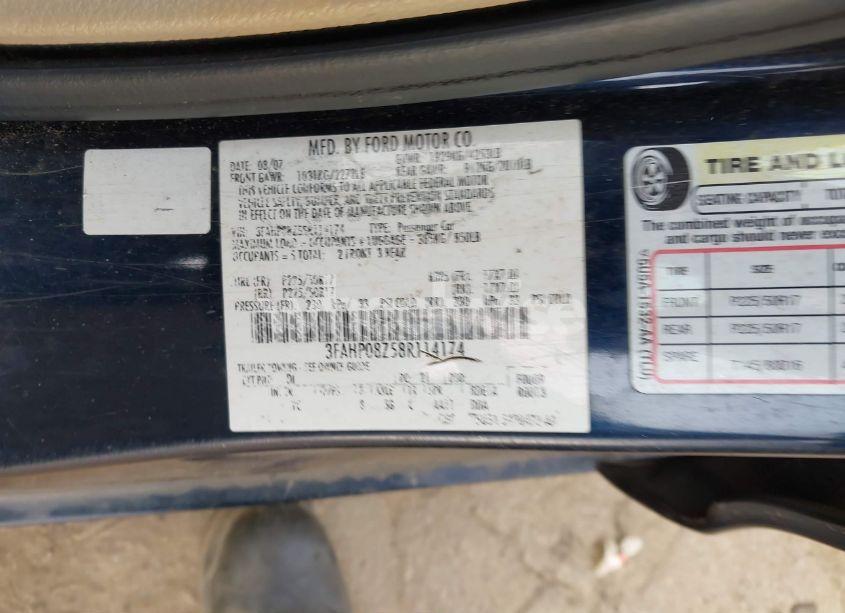 Photo 9 of 2008 Ford Fusion SEL (VIN 3FAHP08Z58R114174)