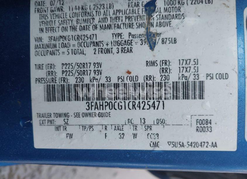 Photo 9 of 2012 Ford Fusion SEL (VIN 3FAHP0CG1CR425471)