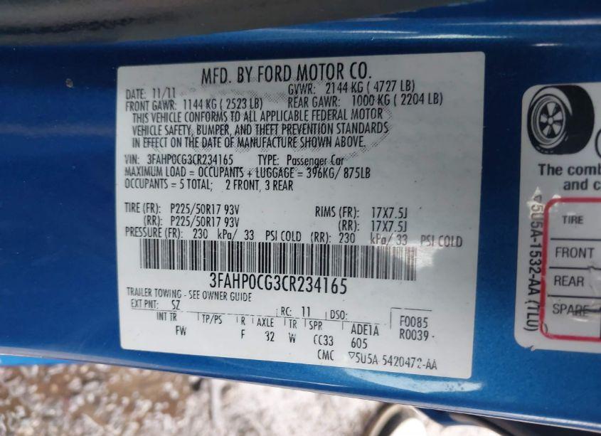 Photo 9 of 2012 Ford Fusion SEL (VIN 3FAHP0CG3CR234165)