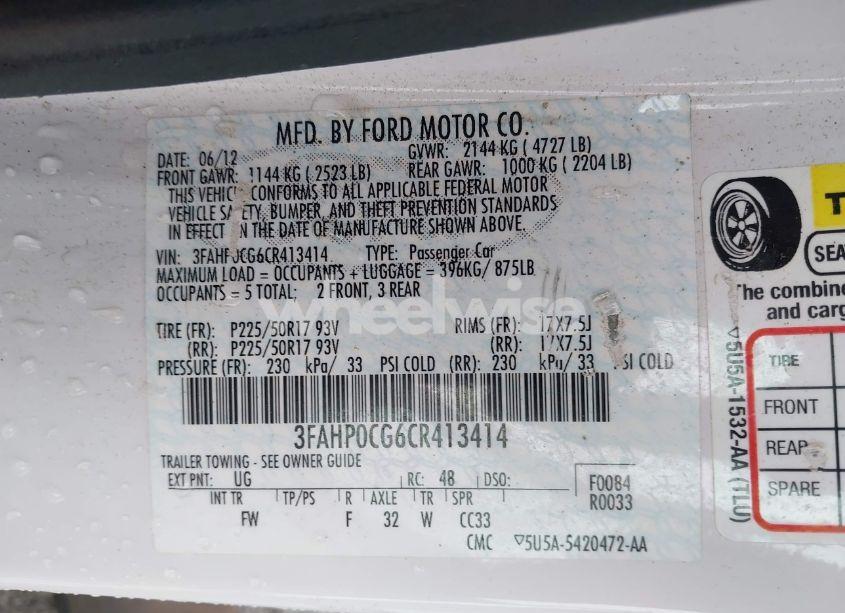 Photo 9 of 2012 Ford Fusion SEL (VIN 3FAHP0CG6CR413414)
