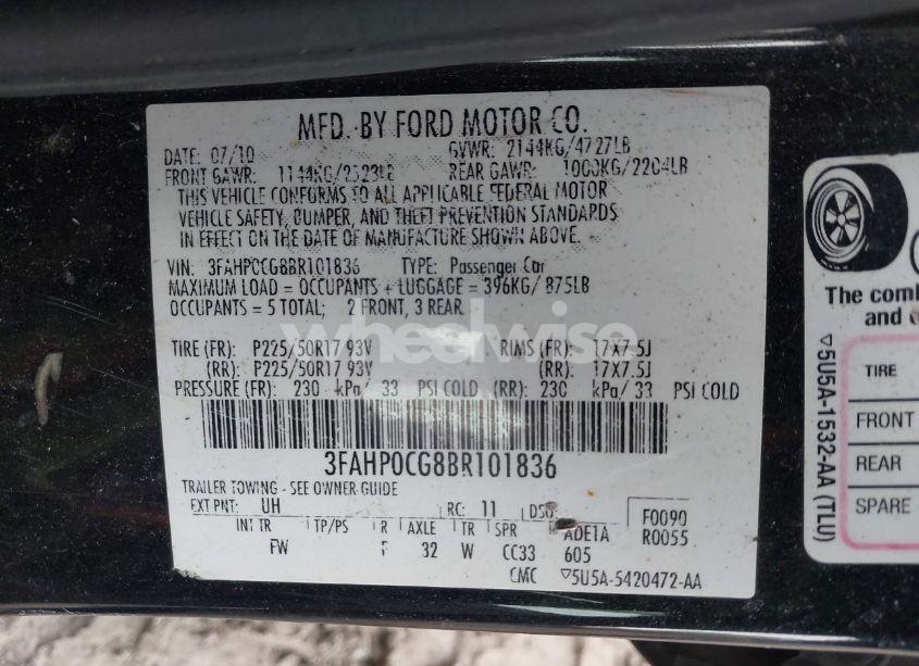 Photo 9 of 2011 Ford Fusion SEL (VIN 3FAHP0CG8BR101836)