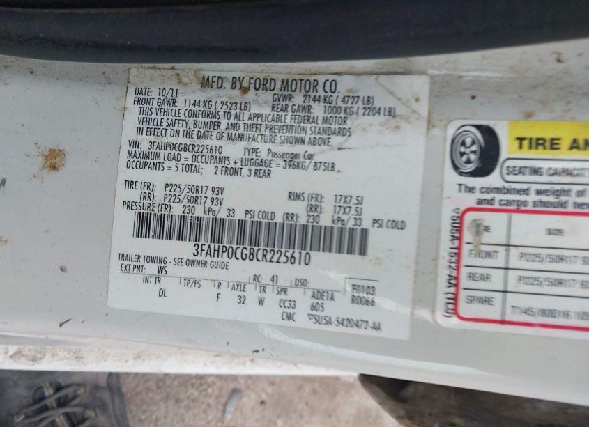 Photo 9 of 2012 Ford Fusion SEL (VIN 3FAHP0CG8CR225610)