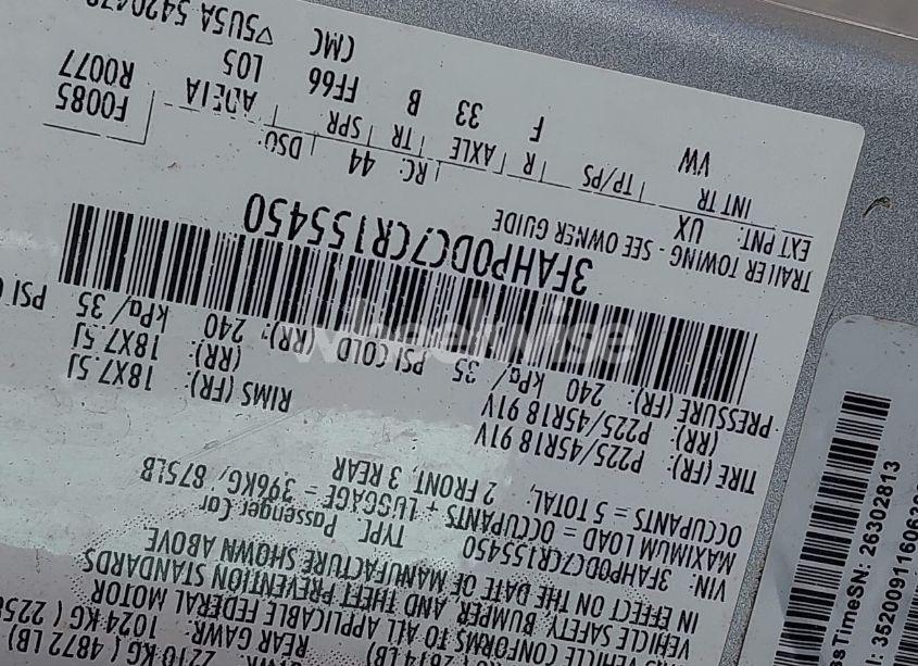 Photo 9 of 2012 Ford Fusion SPORT (VIN 3FAHP0DC7CR155450)