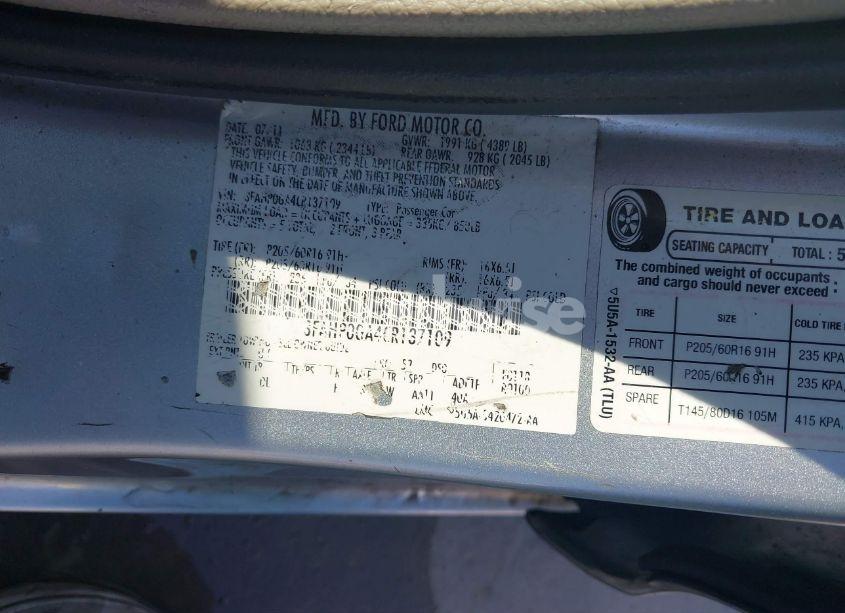 Photo 9 of 2012 Ford Fusion S (VIN 3FAHP0GA4CR137109)