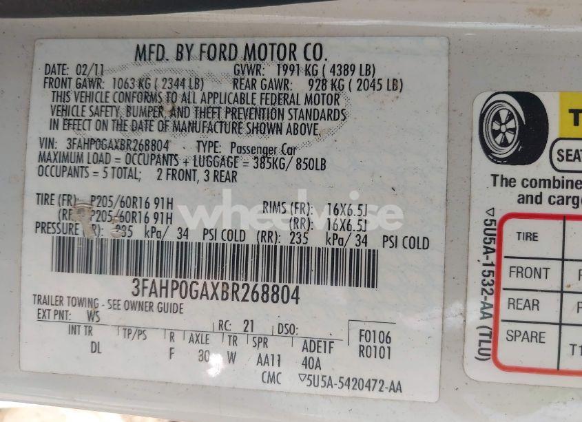 Photo 9 of 2011 Ford Fusion S (VIN 3FAHP0GAXBR268804)