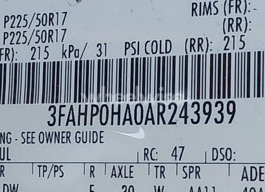 Photo 9 of 2010 Ford Fusion SE (VIN 3FAHP0HA0AR243939)