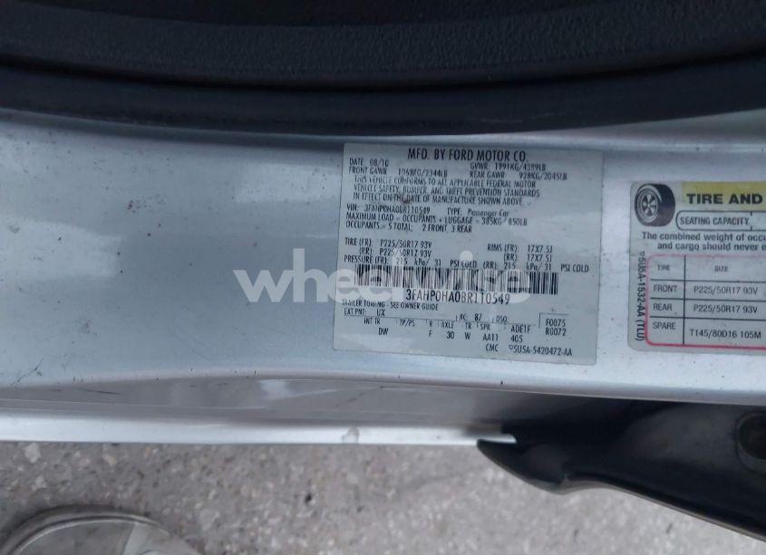 Photo 9 of 2011 Ford Fusion SE (VIN 3FAHP0HA0BR110549)