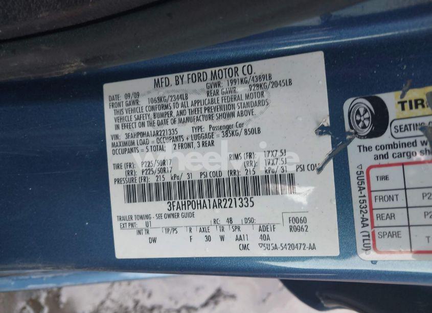 Photo 9 of 2010 Ford Fusion SE (VIN 3FAHP0HA1AR221335)