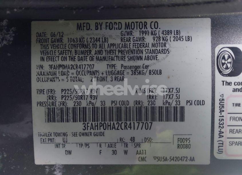 Photo 9 of 2012 Ford Fusion SE (VIN 3FAHP0HA2CR417707)