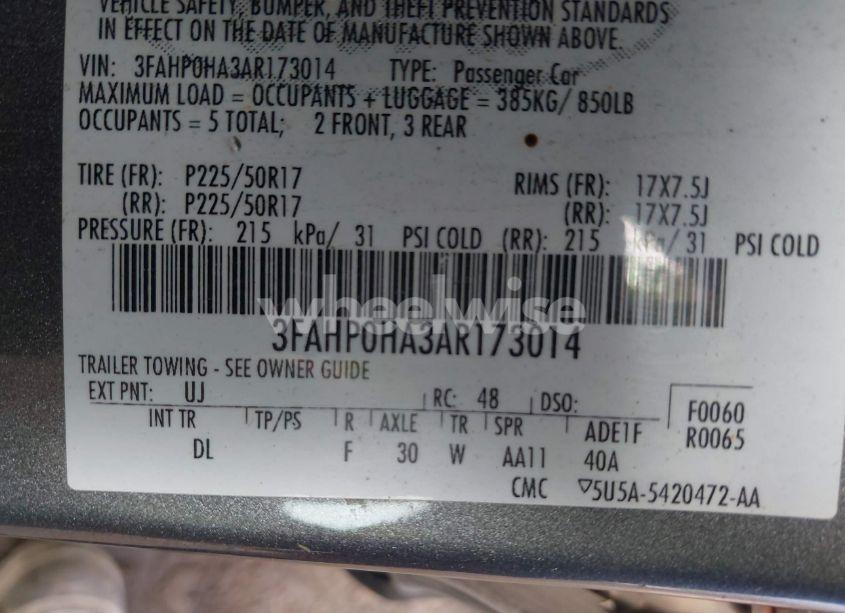 Photo 9 of 2010 Ford Fusion SE (VIN 3FAHP0HA3AR173014)