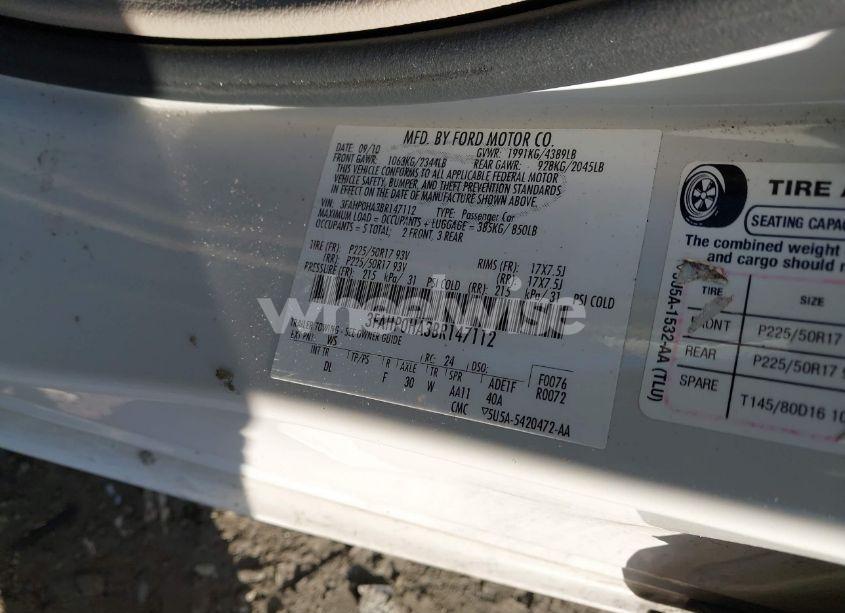 Photo 9 of 2011 Ford Fusion SE (VIN 3FAHP0HA3BR147112)