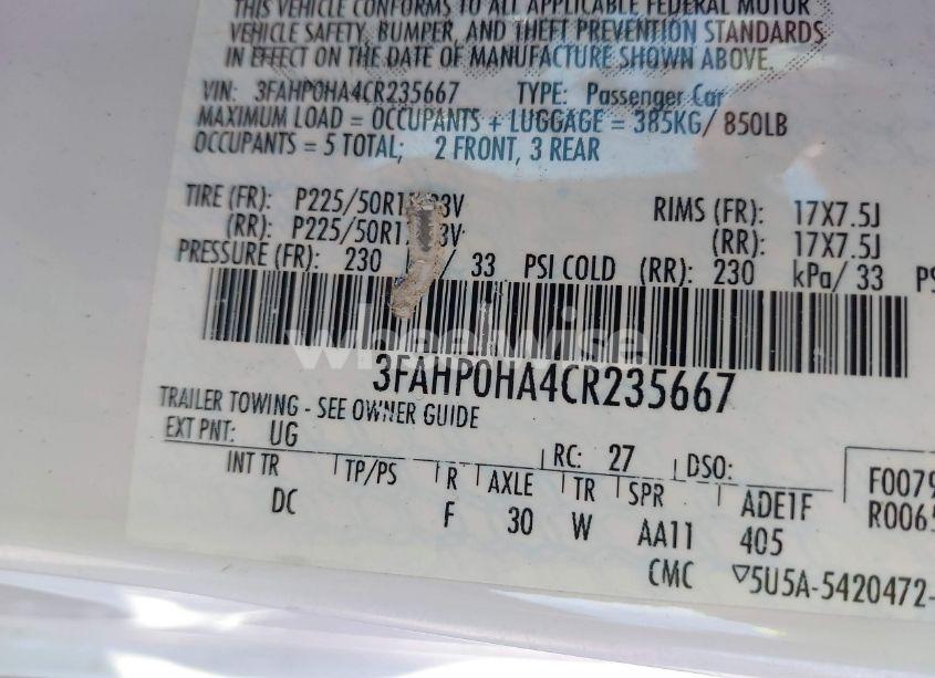 Photo 9 of 2012 Ford Fusion SE (VIN 3FAHP0HA4CR235667)