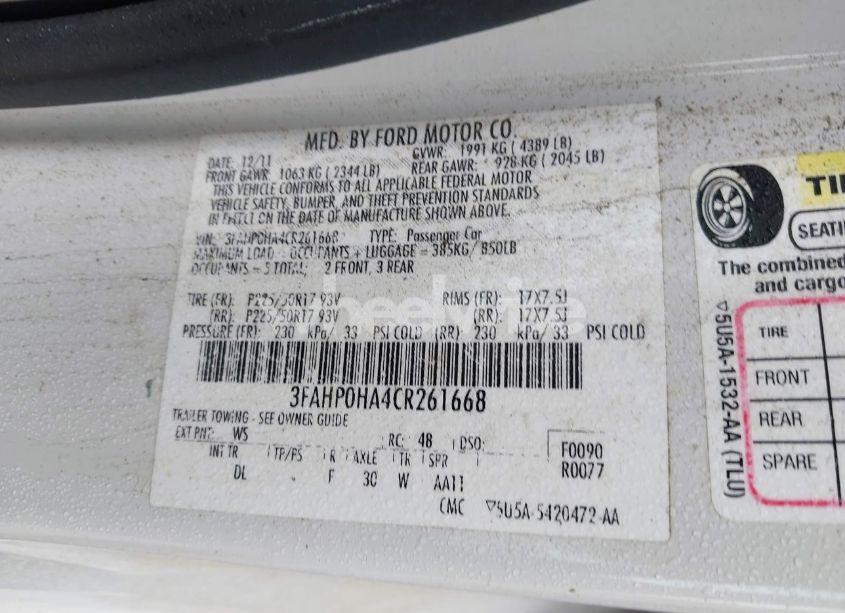 Photo 9 of 2012 Ford Fusion SE (VIN 3FAHP0HA4CR261668)