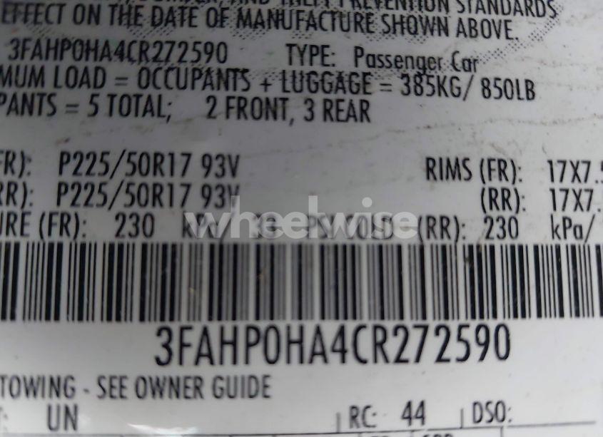 Photo 9 of 2012 Ford Fusion SE (VIN 3FAHP0HA4CR272590)