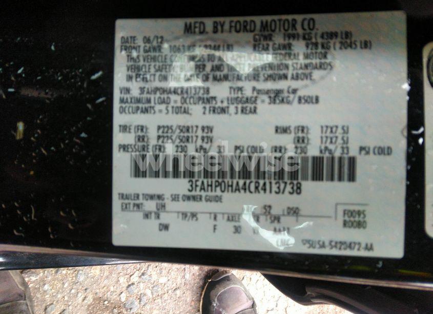 Photo 9 of 2012 Ford Fusion SE (VIN 3FAHP0HA4CR413738)