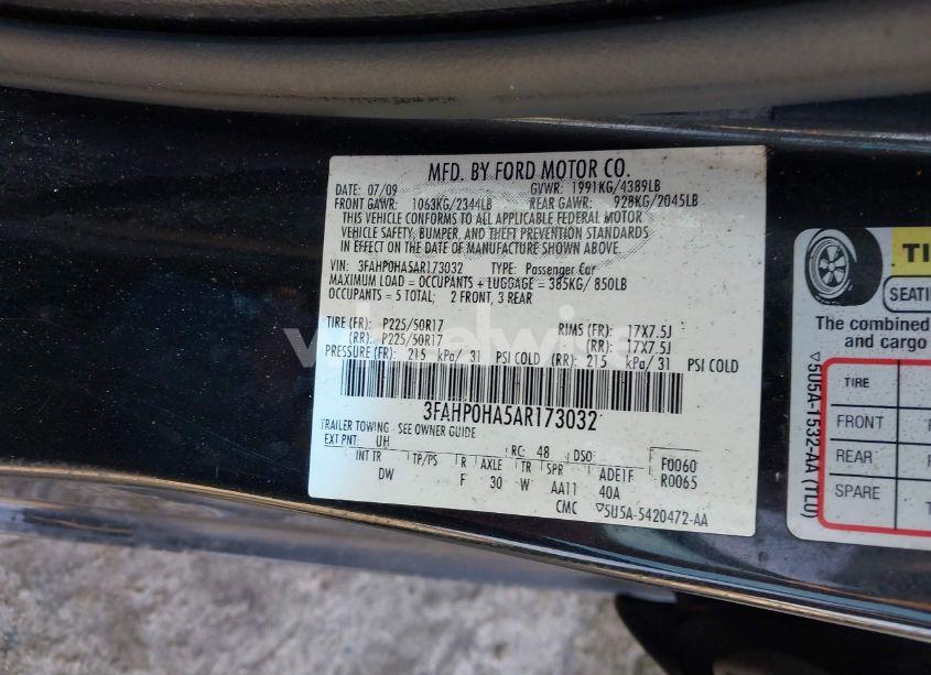 Photo 9 of 2010 Ford Fusion SE (VIN 3FAHP0HA5AR173032)