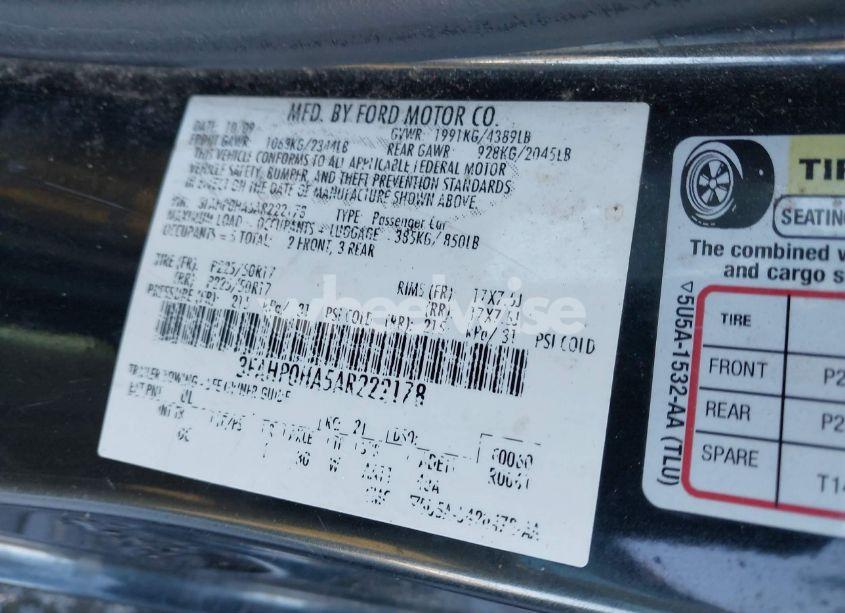 Photo 9 of 2010 Ford Fusion SE (VIN 3FAHP0HA5AR222178)
