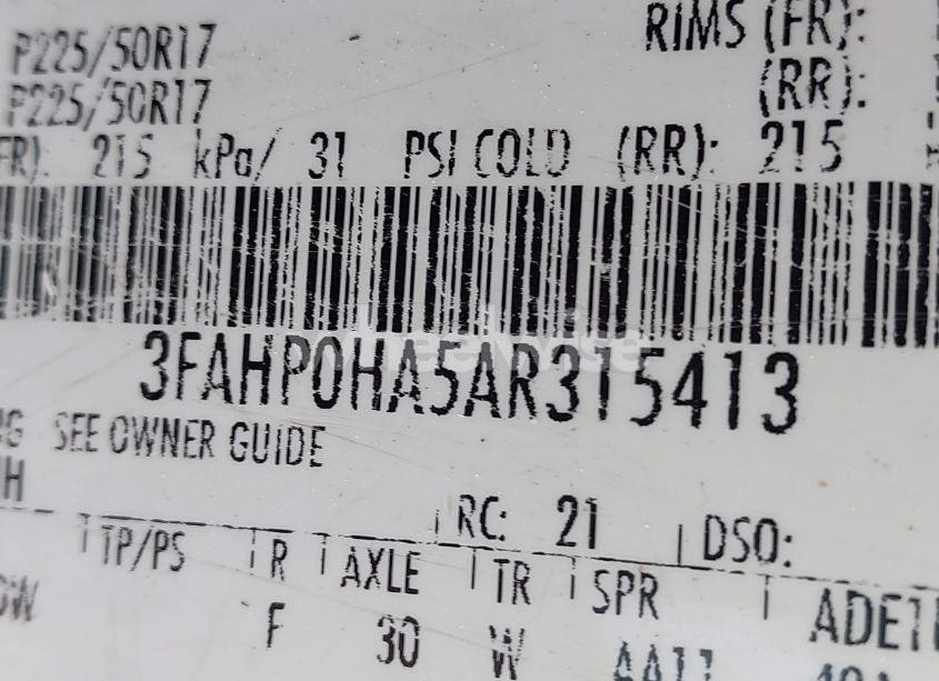 Photo 9 of 2010 Ford Fusion SE (VIN 3FAHP0HA5AR315413)