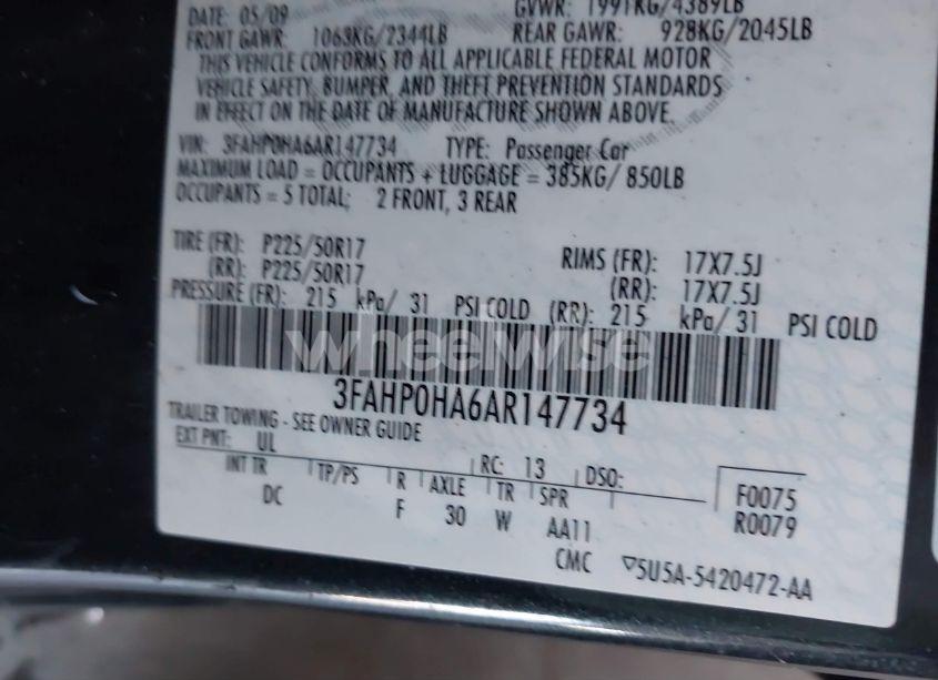 Photo 9 of 2010 Ford Fusion SE (VIN 3FAHP0HA6AR147734)