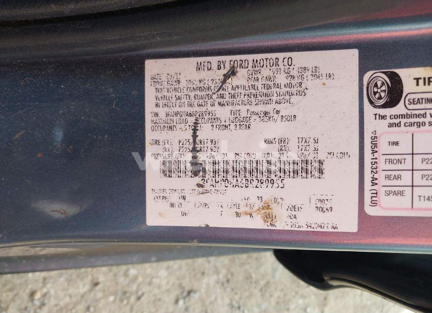 Photo 9 of 2011 Ford Fusion SE (VIN 3FAHP0HA6BR289955)