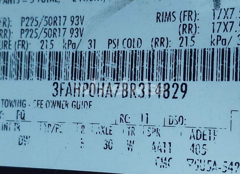 Photo 9 of 2011 Ford Fusion SE (VIN 3FAHP0HA7BR314829)