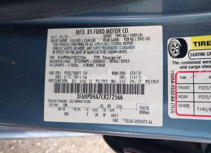 Photo 9 of 2012 Ford Fusion SE (VIN 3FAHP0HA7CR272566)