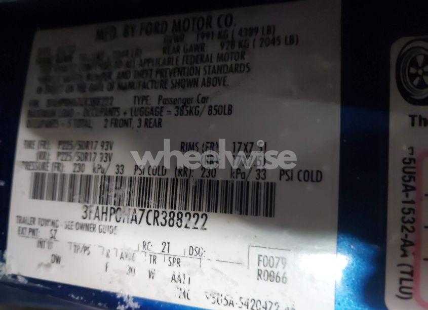 Photo 9 of 2012 Ford Fusion SE (VIN 3FAHP0HA7CR388222)