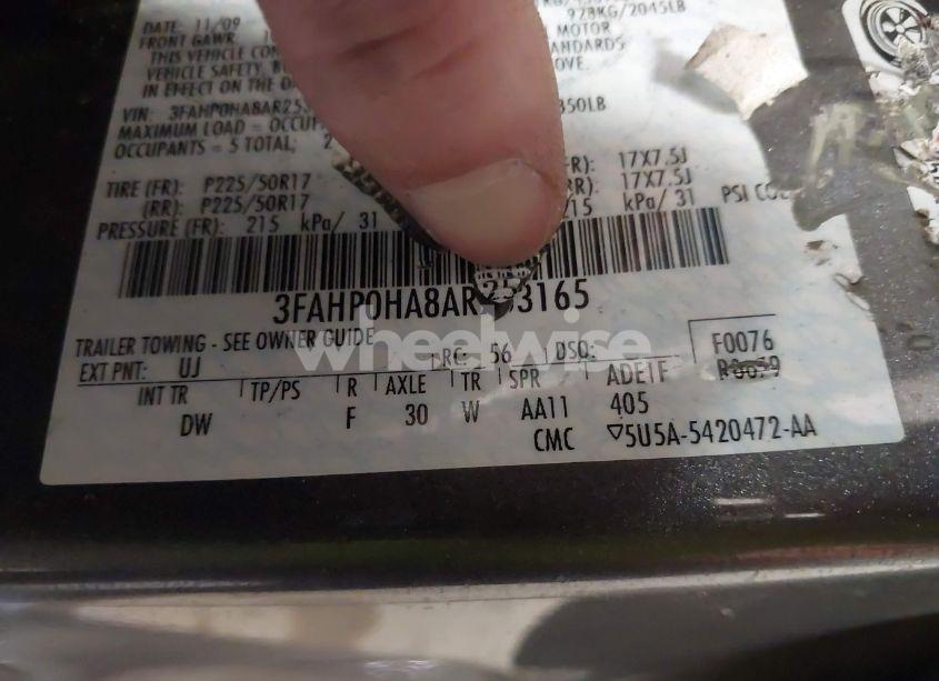 Photo 9 of 2010 Ford Fusion SE (VIN 3FAHP0HA8AR253165)