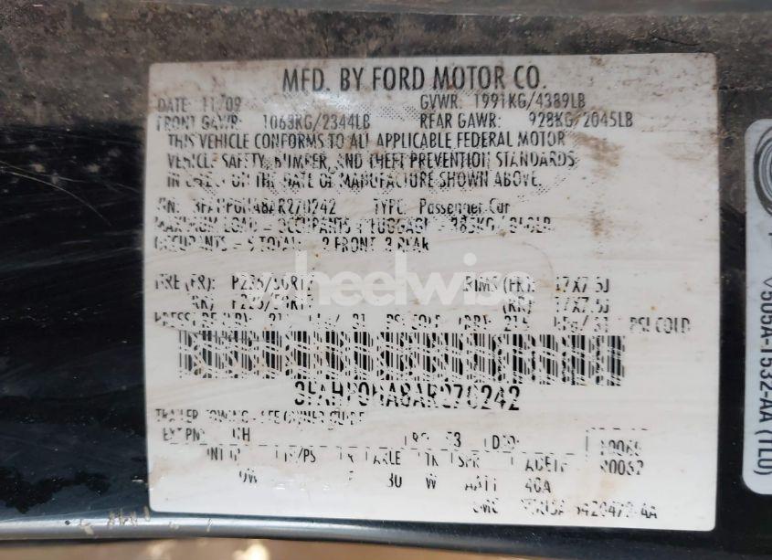 Photo 9 of 2010 Ford Fusion SE (VIN 3FAHP0HA8AR270242)