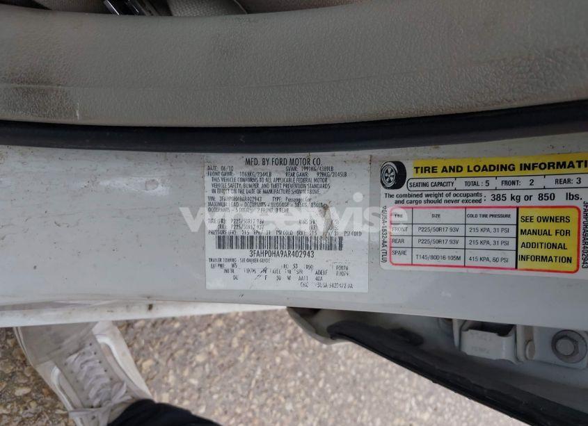 Photo 9 of 2010 Ford Fusion SE (VIN 3FAHP0HA9AR402943)