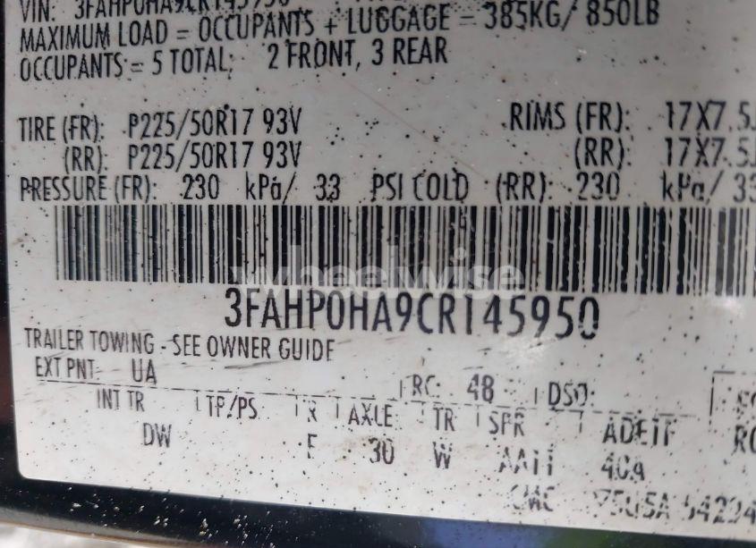 Photo 9 of 2012 Ford Fusion SE (VIN 3FAHP0HA9CR145950)