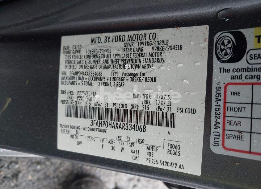 Photo 9 of 2010 Ford Fusion SE (VIN 3FAHP0HAXAR334068)