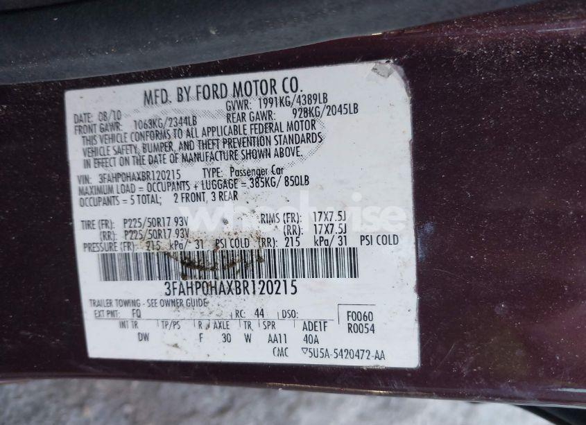 Photo 9 of 2011 Ford Fusion SE (VIN 3FAHP0HAXBR120215)