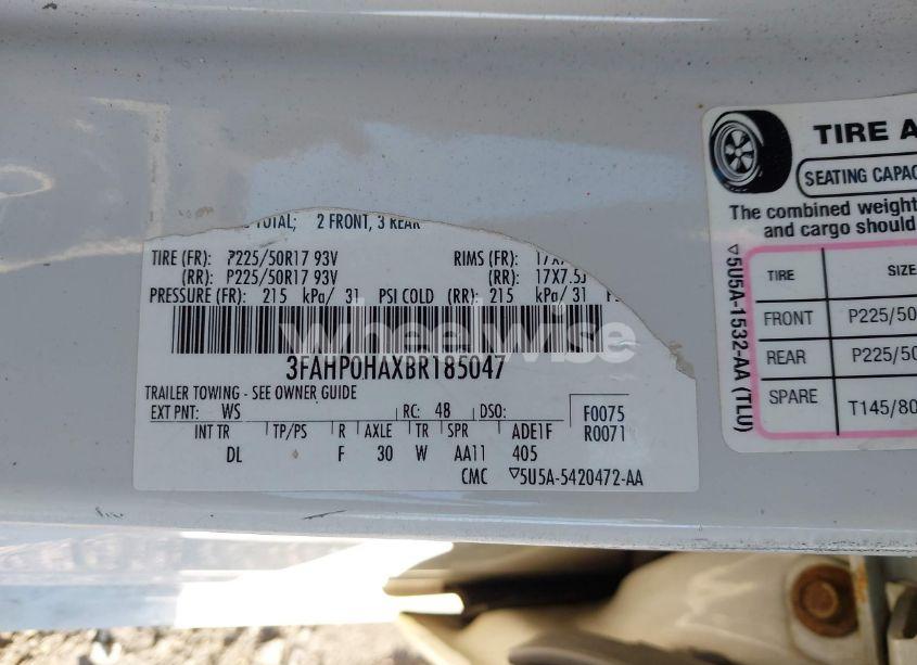 Photo 9 of 2011 Ford Fusion SE (VIN 3FAHP0HAXBR185047)
