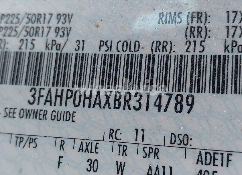 Photo 9 of 2011 Ford Fusion SE (VIN 3FAHP0HAXBR314789)