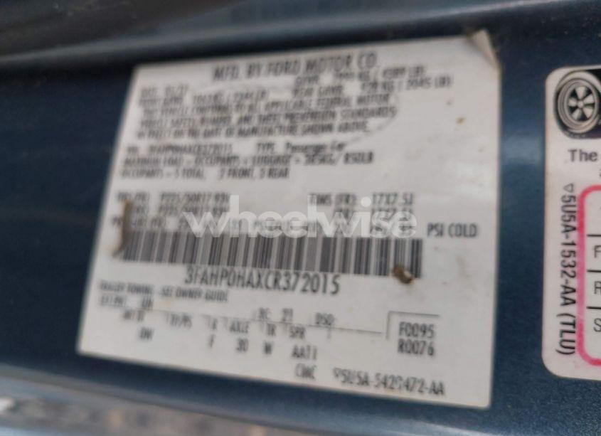 Photo 9 of 2012 Ford Fusion SE (VIN 3FAHP0HAXCR372015)