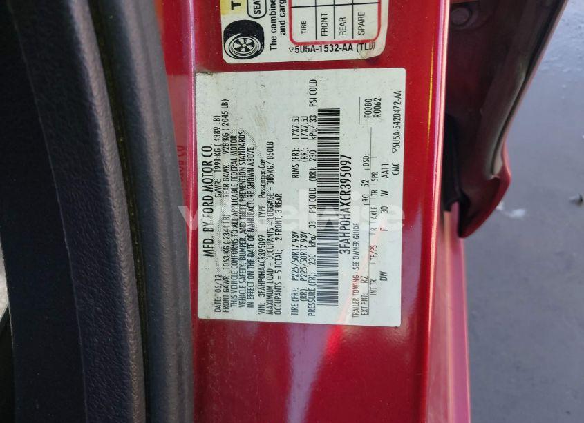 Photo 9 of 2012 Ford Fusion SE (VIN 3FAHP0HAXCR395097)