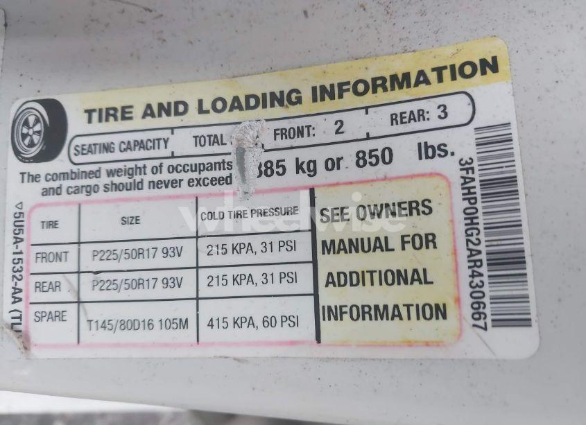 Photo 9 of 2010 Ford Fusion SE (VIN 3FAHP0HG2AR430667)