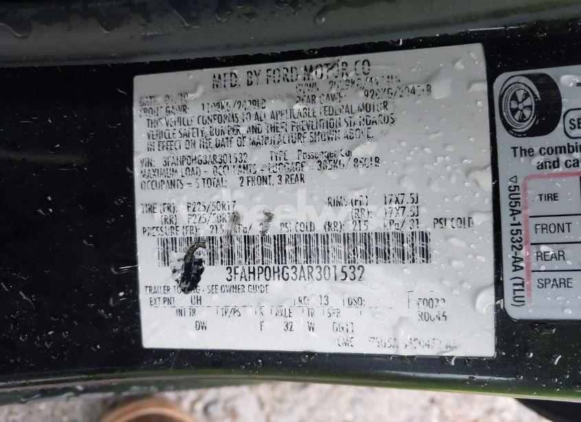 Photo 8 of 2010 Ford Fusion SE (VIN 3FAHP0HG3AR301532)