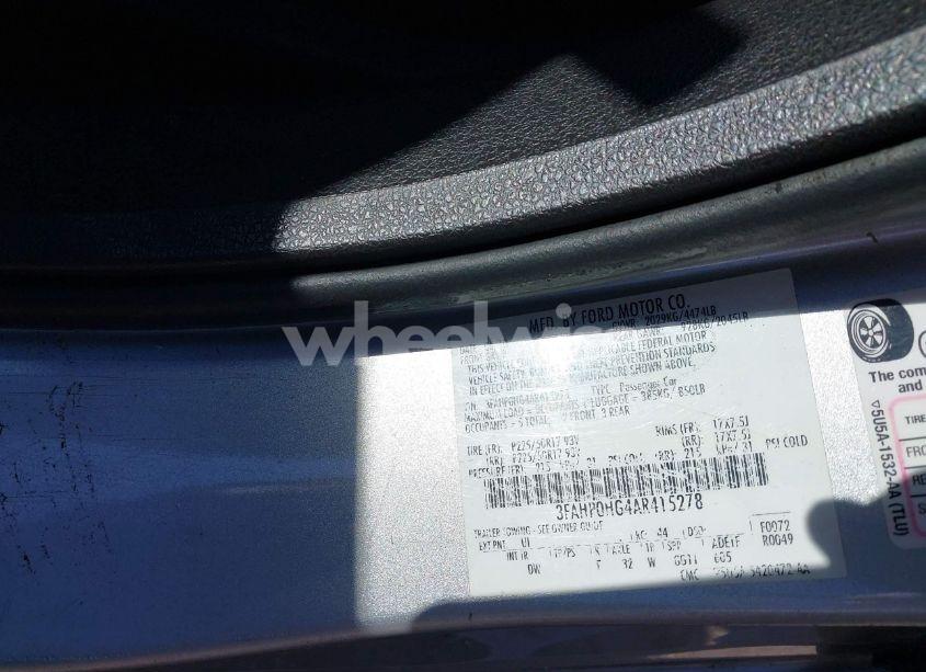 Photo 9 of 2010 Ford Fusion SE (VIN 3FAHP0HG4AR415278)