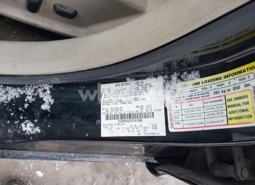 Photo 9 of 2012 Ford Fusion SEL (VIN 3FAHP0JA2CR185488)