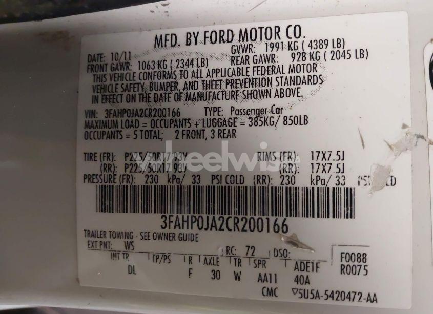 Photo 9 of 2012 Ford Fusion SEL (VIN 3FAHP0JA2CR200166)